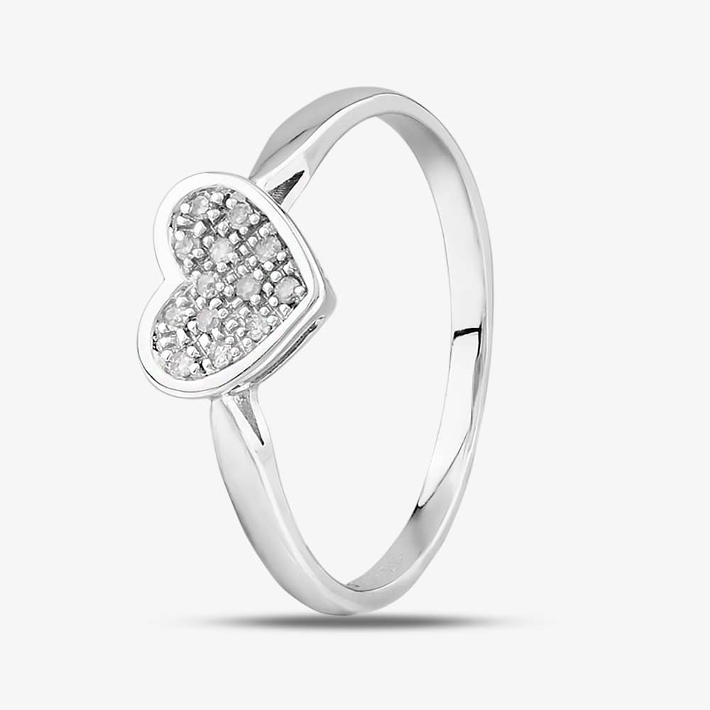 9Ct White Gold Heart Shaped Diamond Cluster Ring PR09838 O