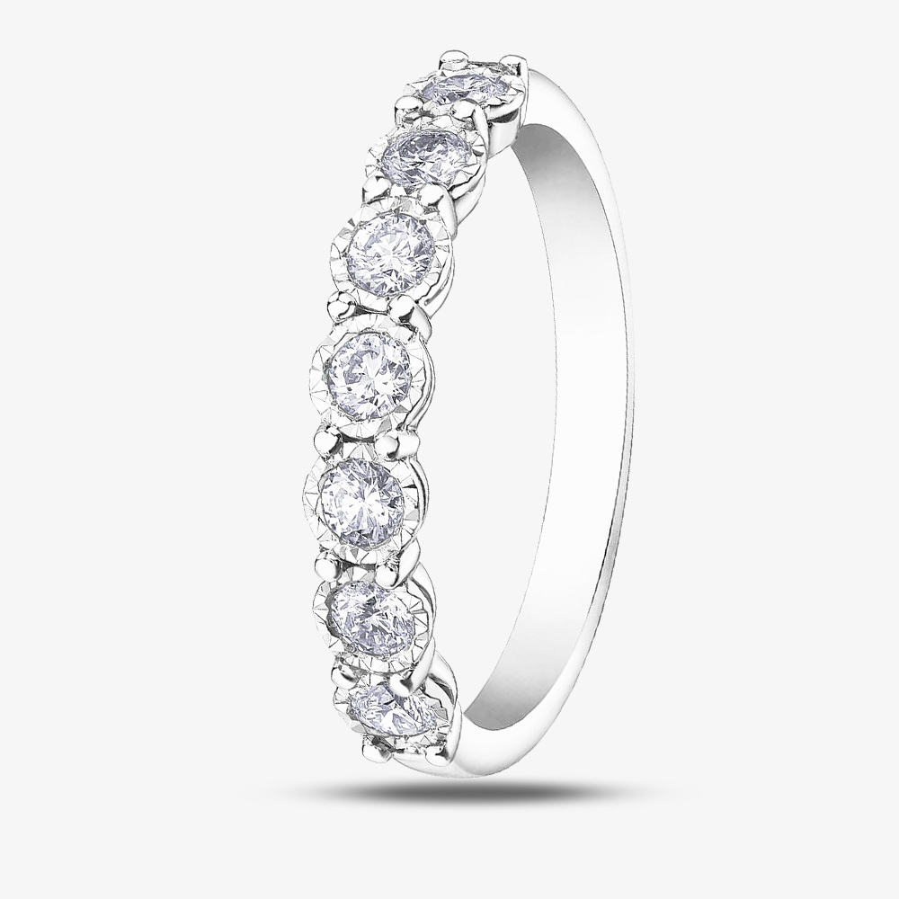 9ct White Gold 0.35ct Diamond Half Eternity Ring 50L67WG/35-10 9W M