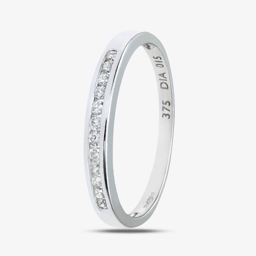 9ct White Gold 0.15ct Diamond Channel Set Half Eternity Ring PR04828W L