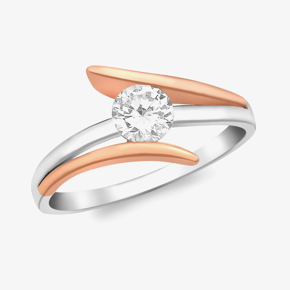 9ct Two-Tone Gold Crystal-Set Crossover Ring (Q) 2.84.7421 Q