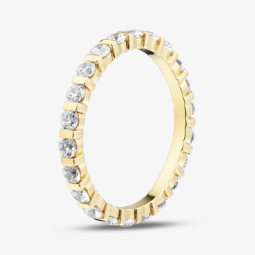 Gold Tone Plated Cubic Zirconia Eternity Ring MR-1093GO-54