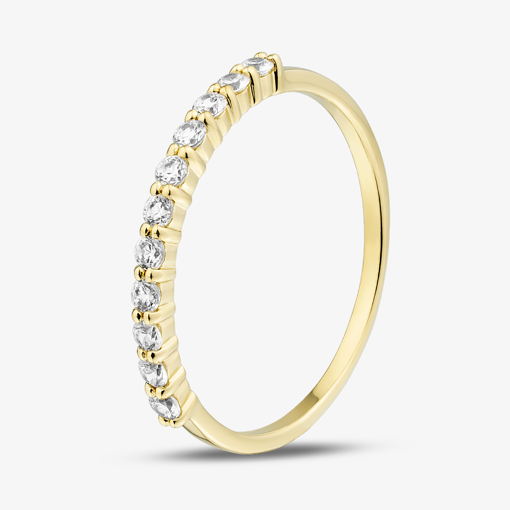 Gold Plated Cubic Zirconia Half Eternity Ring MR-1092GO-56
