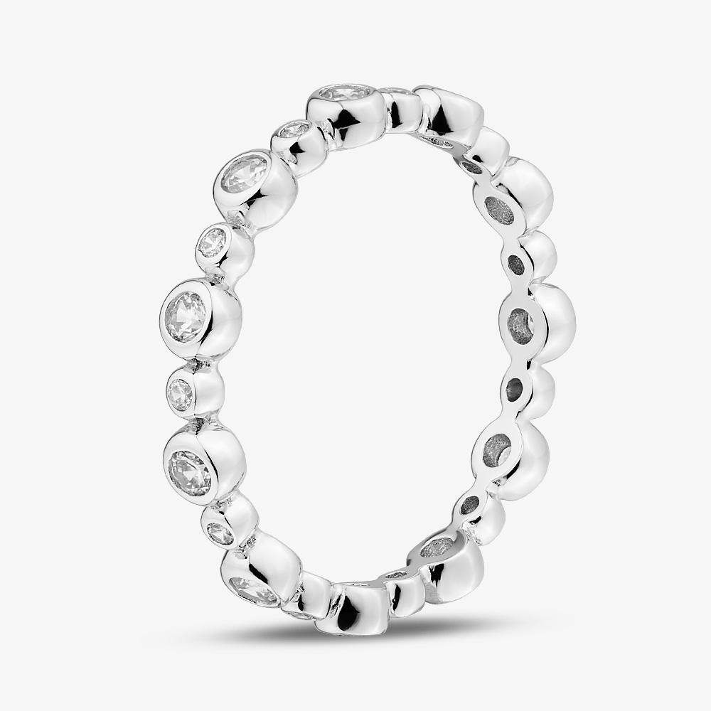 Sterling Silver Cubic Zirconia Shaped Bezel Ring MR-1072-56