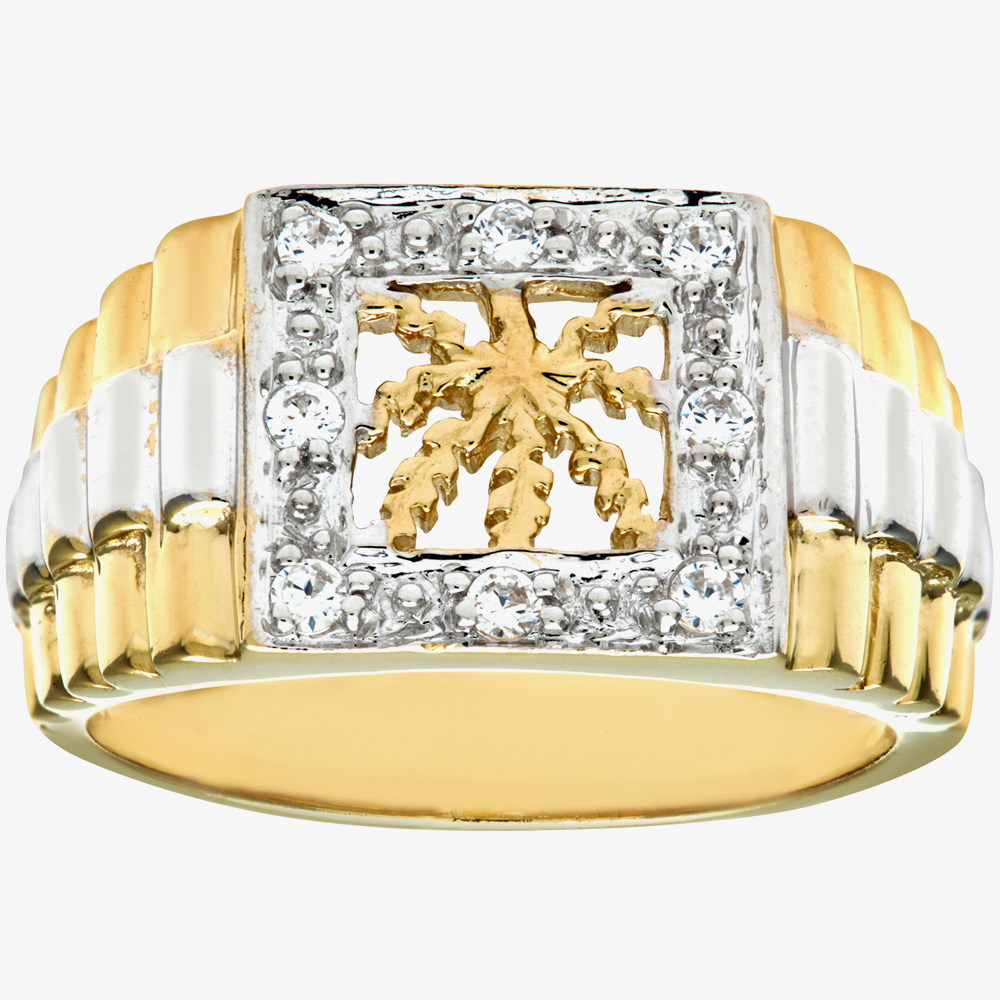 9ct Two Tone Clear Crystal Leaf Ring DIV141Y-R