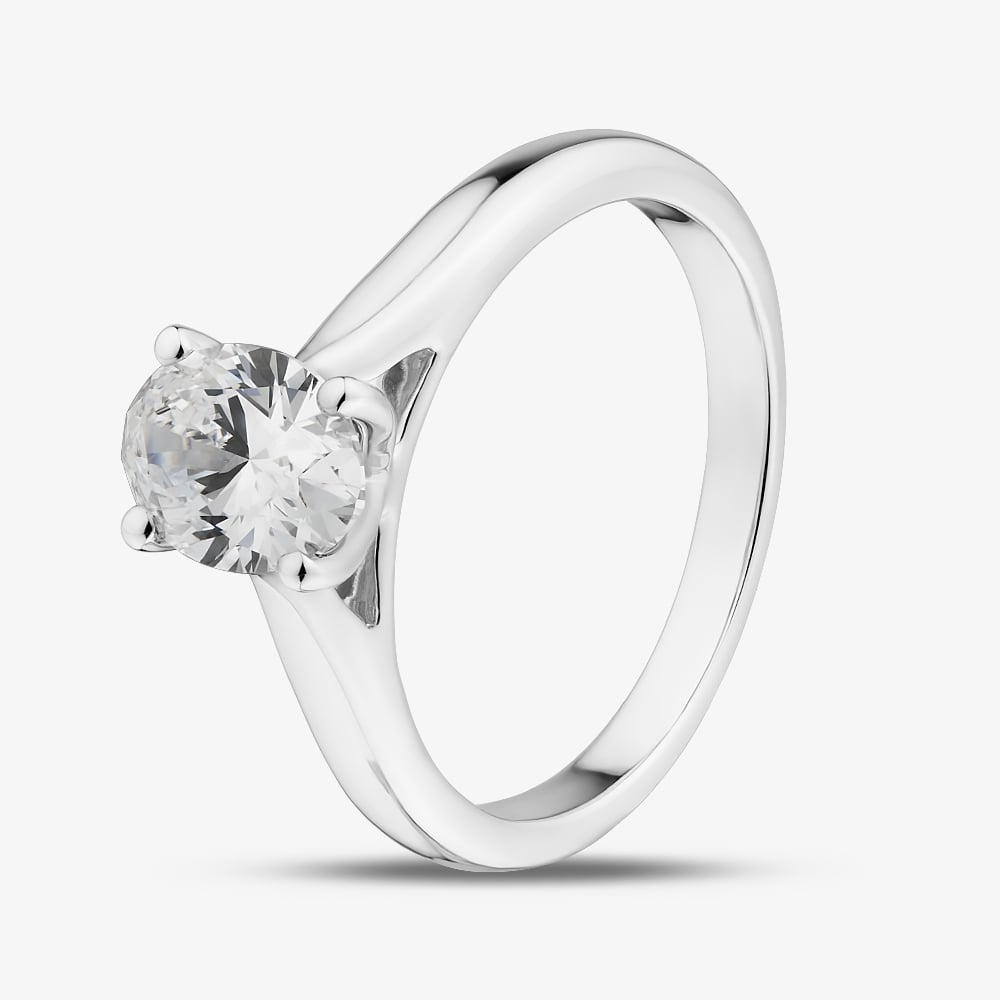 9ct White Gold 1.00ct Certificated Oval Cut Lab Grown Diamond Solitaire Ring LGR45981-100SF N (WG)(CERT)