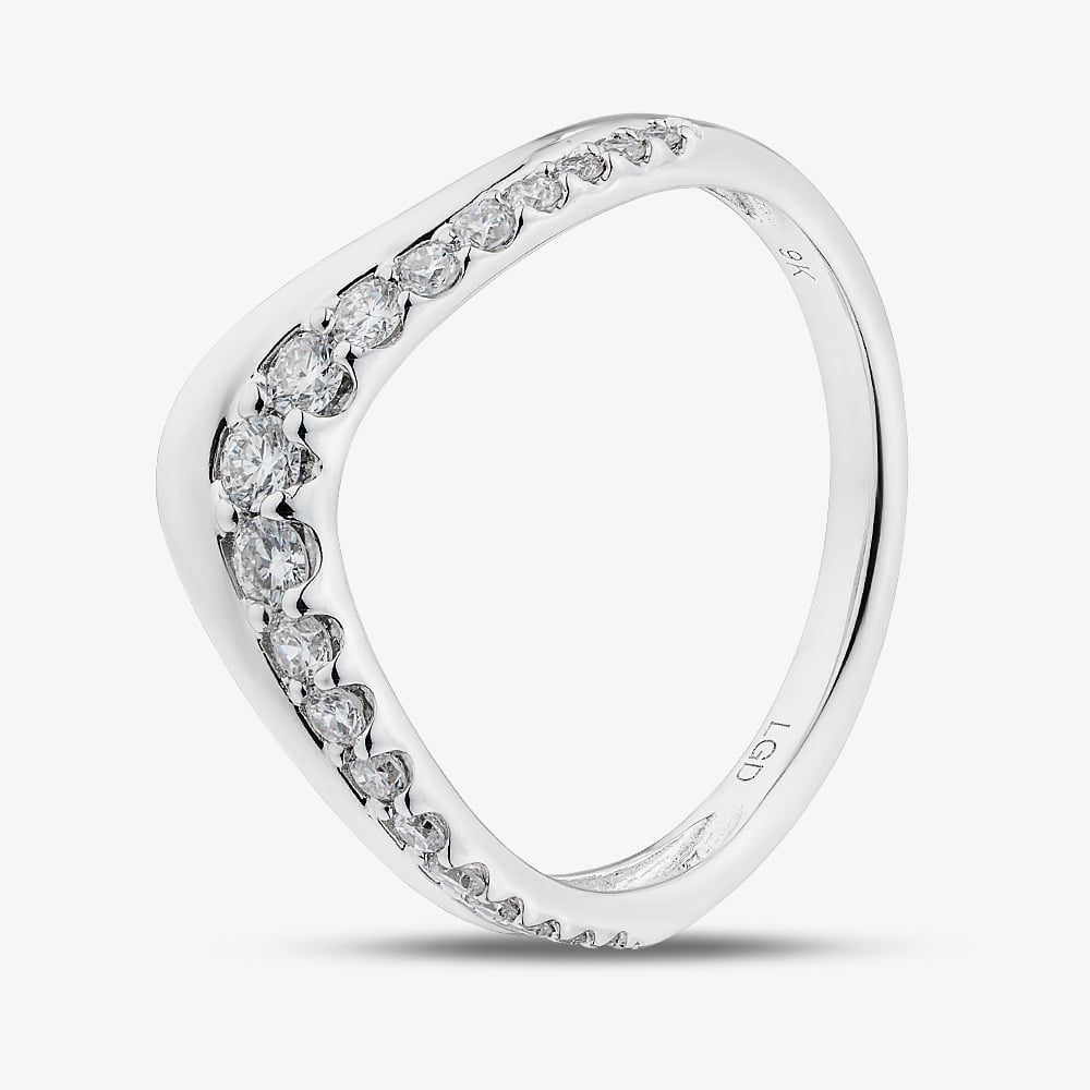 9ct White Gold 0.33ct Certificated Round Cut Lab Grown Diamond Wishbone Ring LGR46549-33 P (WG)(CERT)