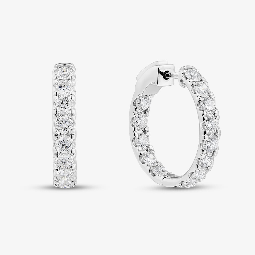 9ct White Gold 2.00ct Certificated Round Cut Lab Grown Diamond Hoop Earrings LGE48750-200 (WG)(CERT)
