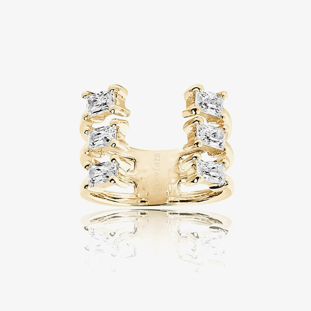 Sif Jakobs Gold Plated Antella Baguette Grande Ring SJ-R014-CZ(YG)/58