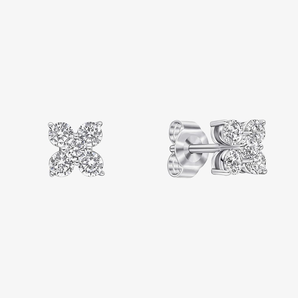 Diamonfire Sterling Silver Cubic Zirconia Flower Stud Earrings E6706