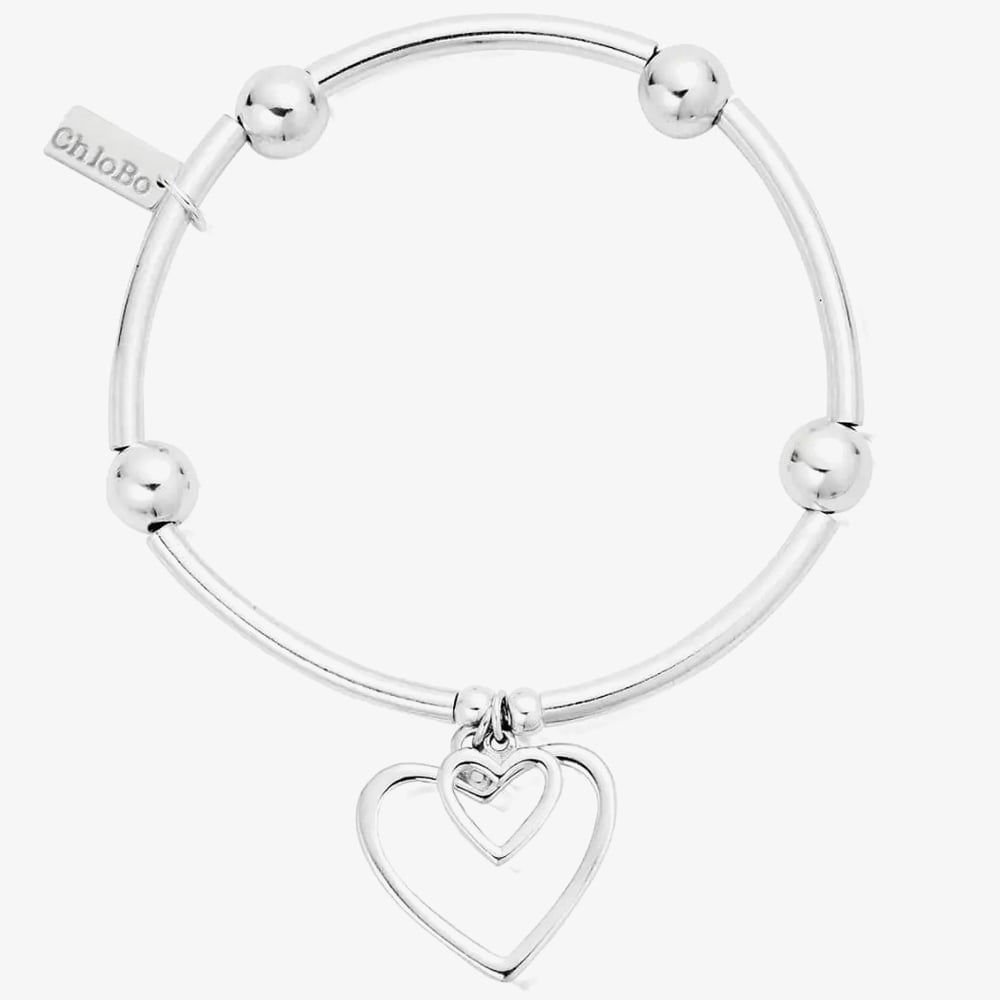 ChloBo Iconic Silver Tube Open Heart Bracelet NBA9