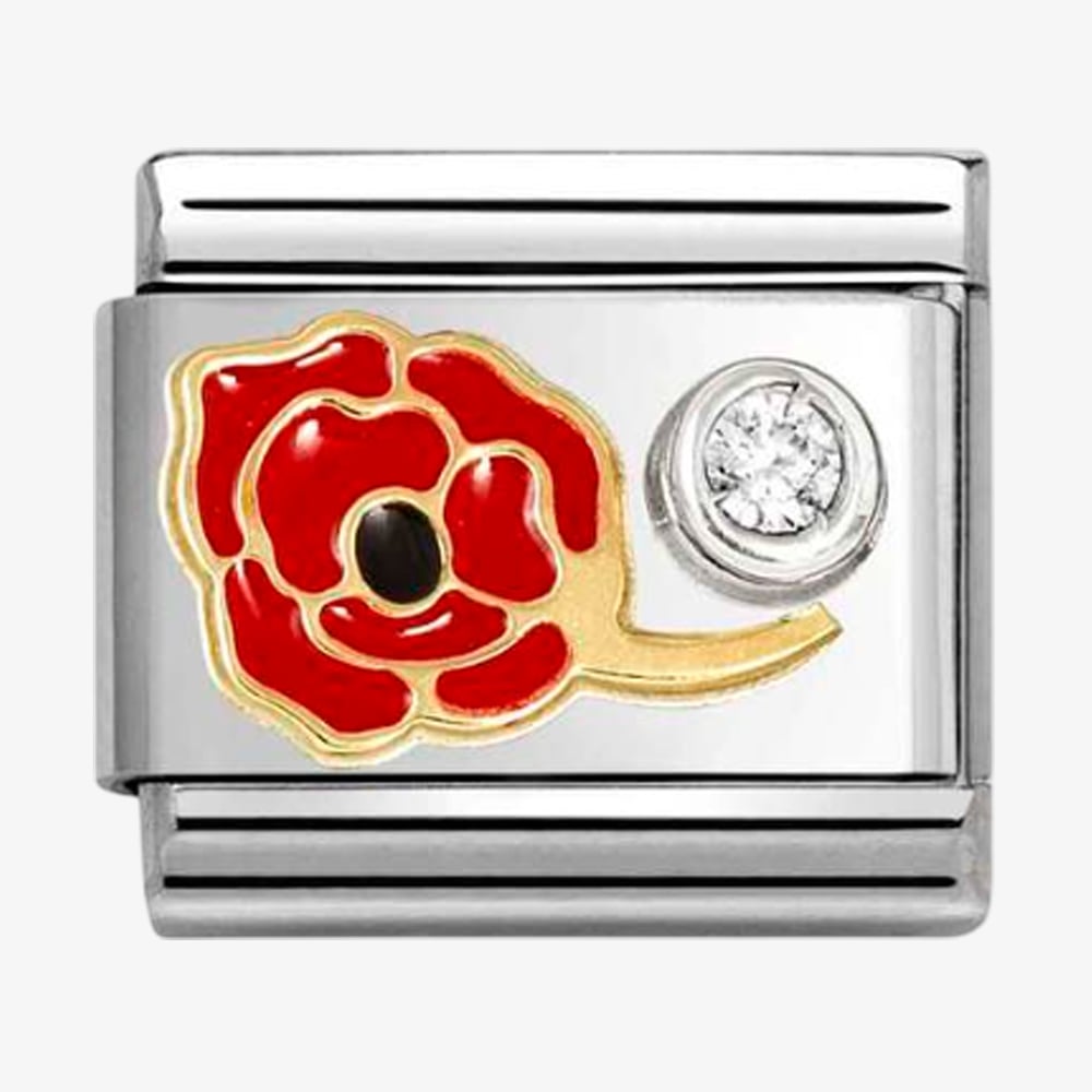 Nomination Classic Gold Cz Poppy Red Charm
