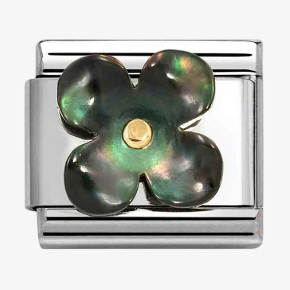 Nomination CLASSIC Sterling Silver Mother Of Pearl Black Flower Charm 030521/22