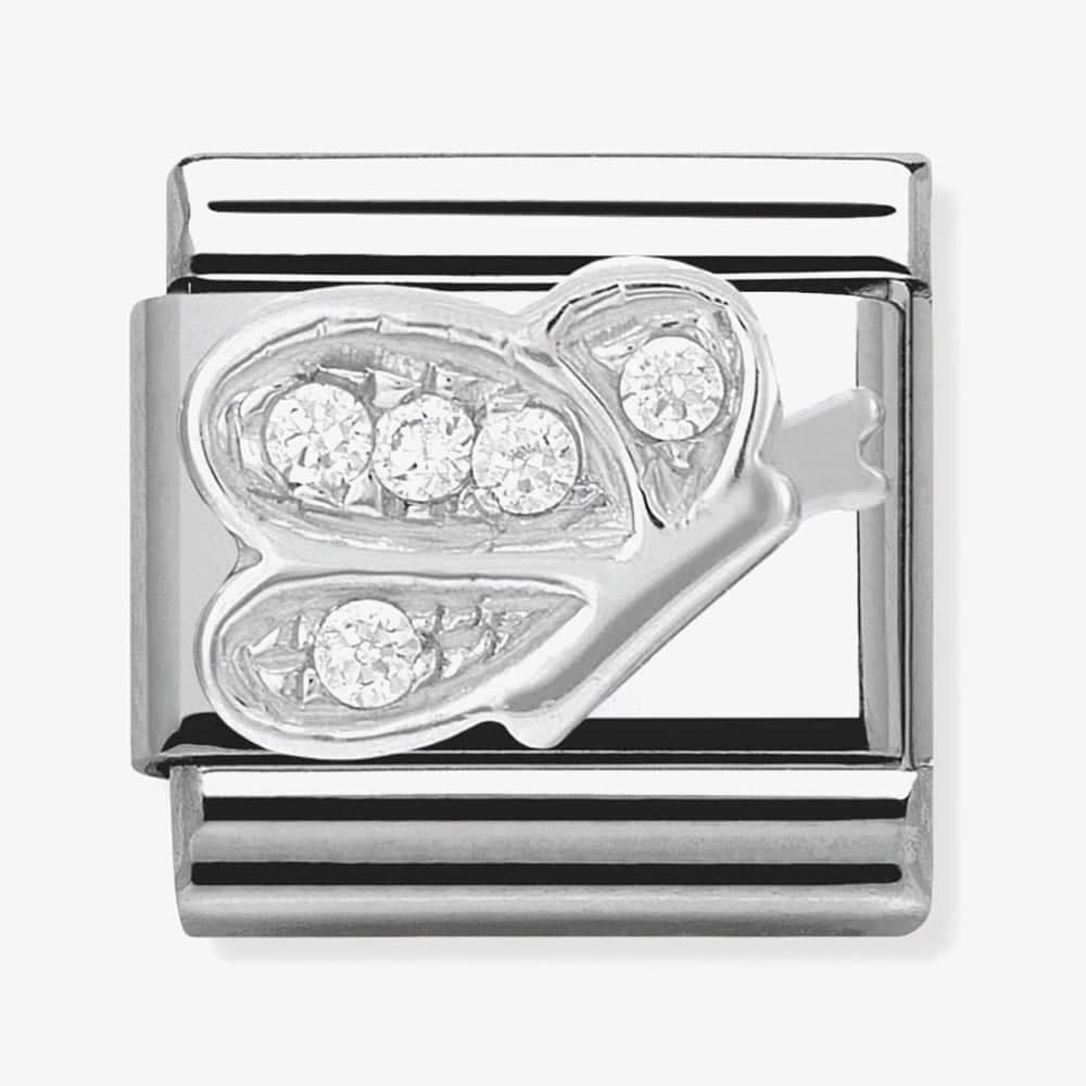 Nomination CLASSIC Silvershine White Cubic Zirconia Butterfly Charm 330304/04