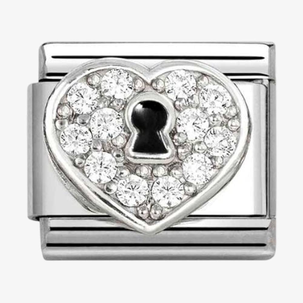 Nomination Stainless Steel & Silver Cubic Zirconia Heart Padlock Charm 330328/09