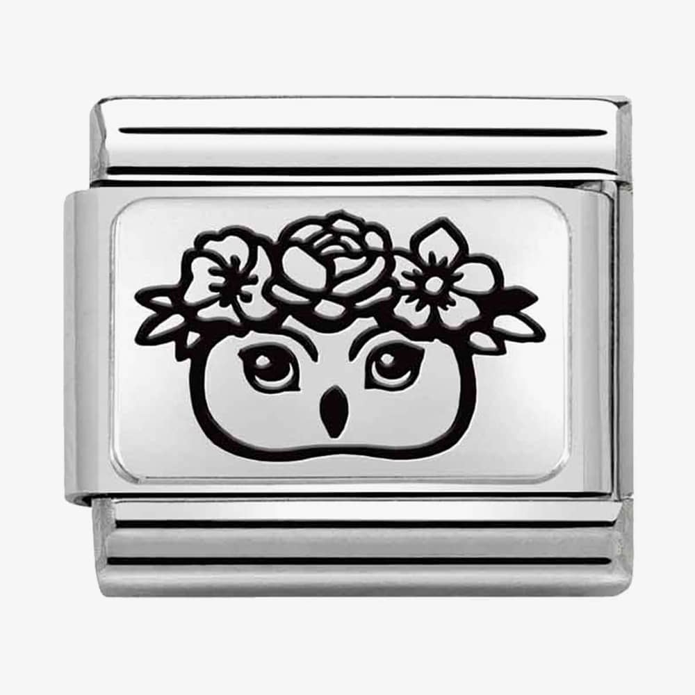 Nomination CLASSIC Composable Plates Owl with Flowers Charm 330111/30