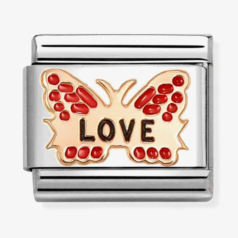 Nomination Classic Rose Gold Red Love Butterfly Charm 430202/47
