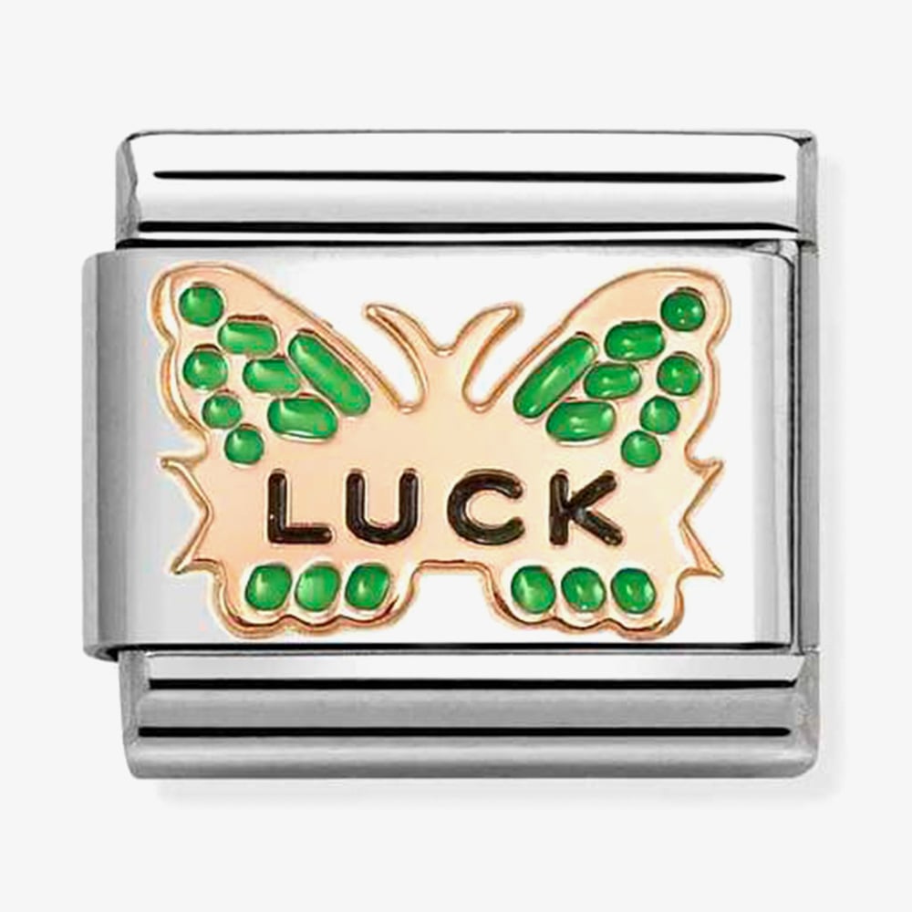 Nomination Classic Rose Gold Green Luck Butterfly Charm 430202/48