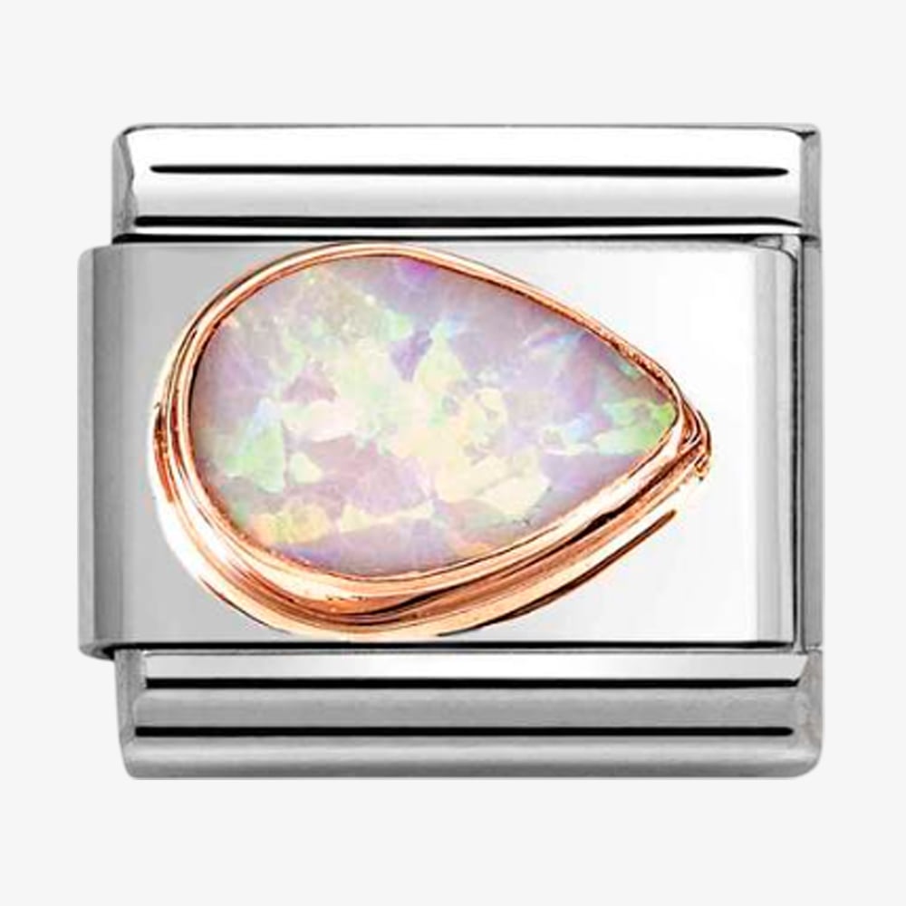 Nomination Stainless Steel 9ct Rose Gold Pink Opal Right Charm 430514/38
