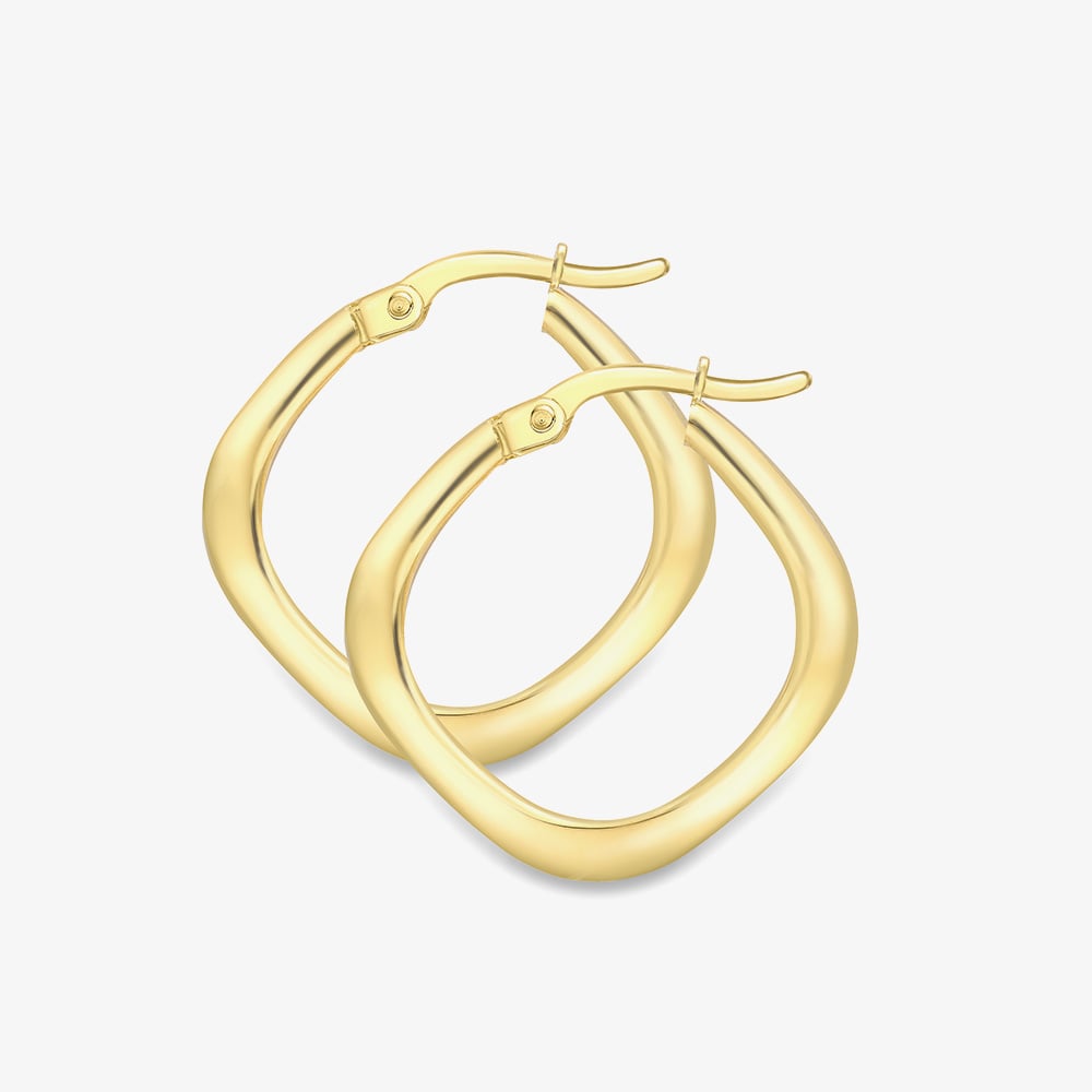 9ct Yellow Gold Flat Tube Hoop Earrings 120525147565