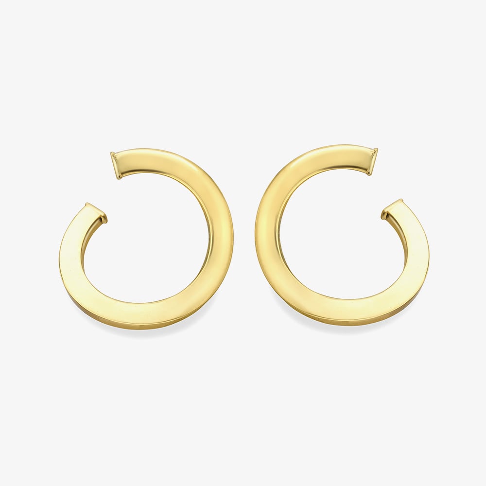 9ct Yellow Gold Half Square Hoop Earrings 120525147604