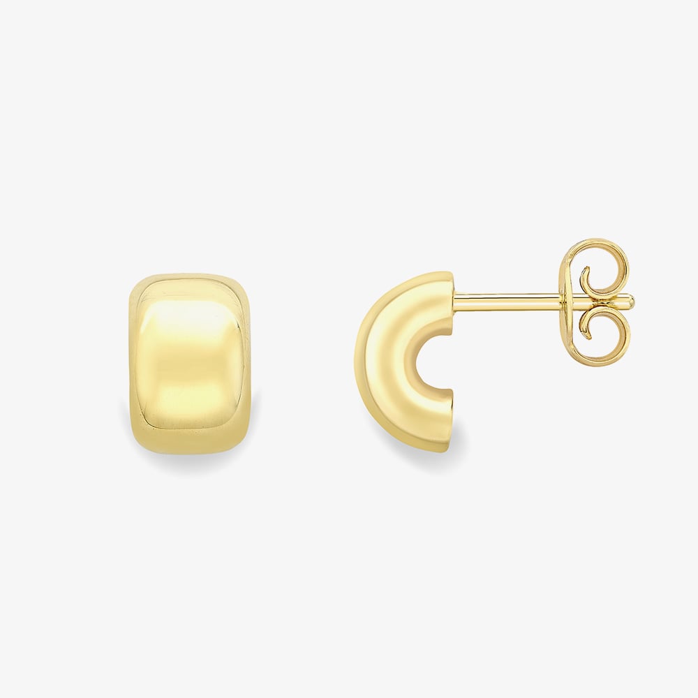 9ct Yellow Gold Half Hoop Stud Earrings 120525147609