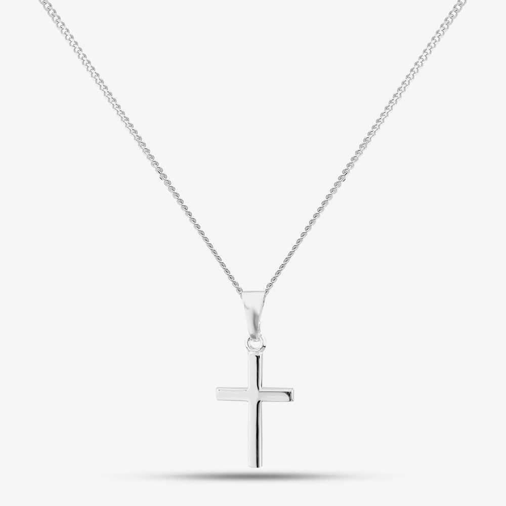 Silver Small Plain Cross and Chain - thbaker.co.uk