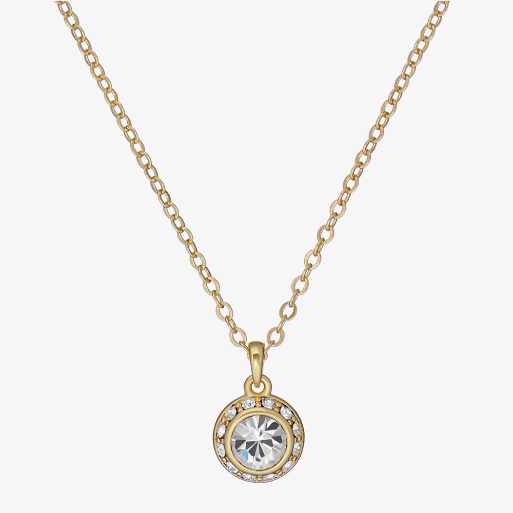 Ted Baker SOLTELL Solitaire Sparkle Gold Tone & Crystal Pendant TBJ3695-02-02