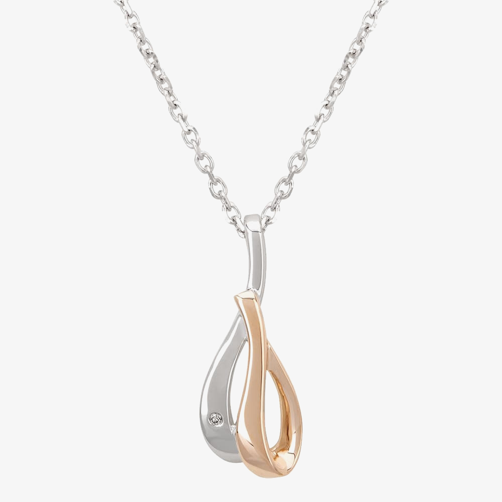 Petite Diamonds Two-Tone Looping Ribbons Pendant DP339CRG0.5(T)