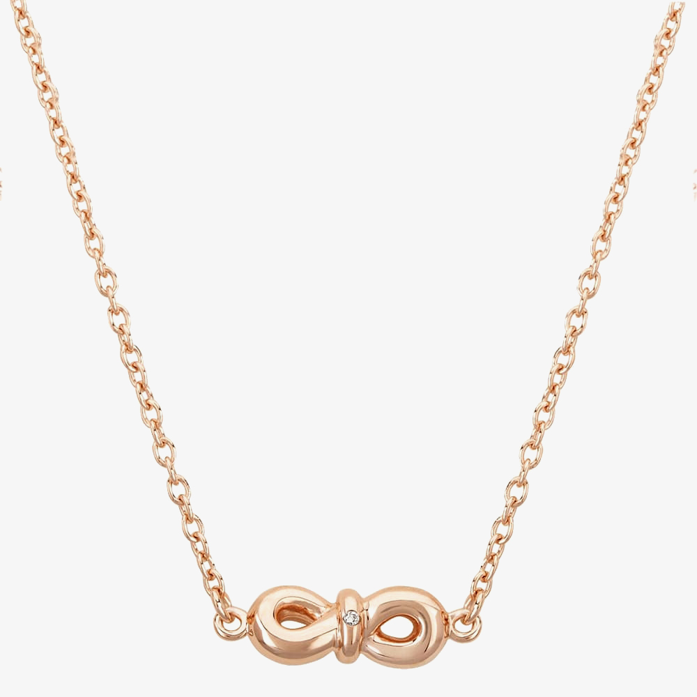 Petite Diamonds Rose Infinity Bow Necklace DP346CRRG0.5(T)