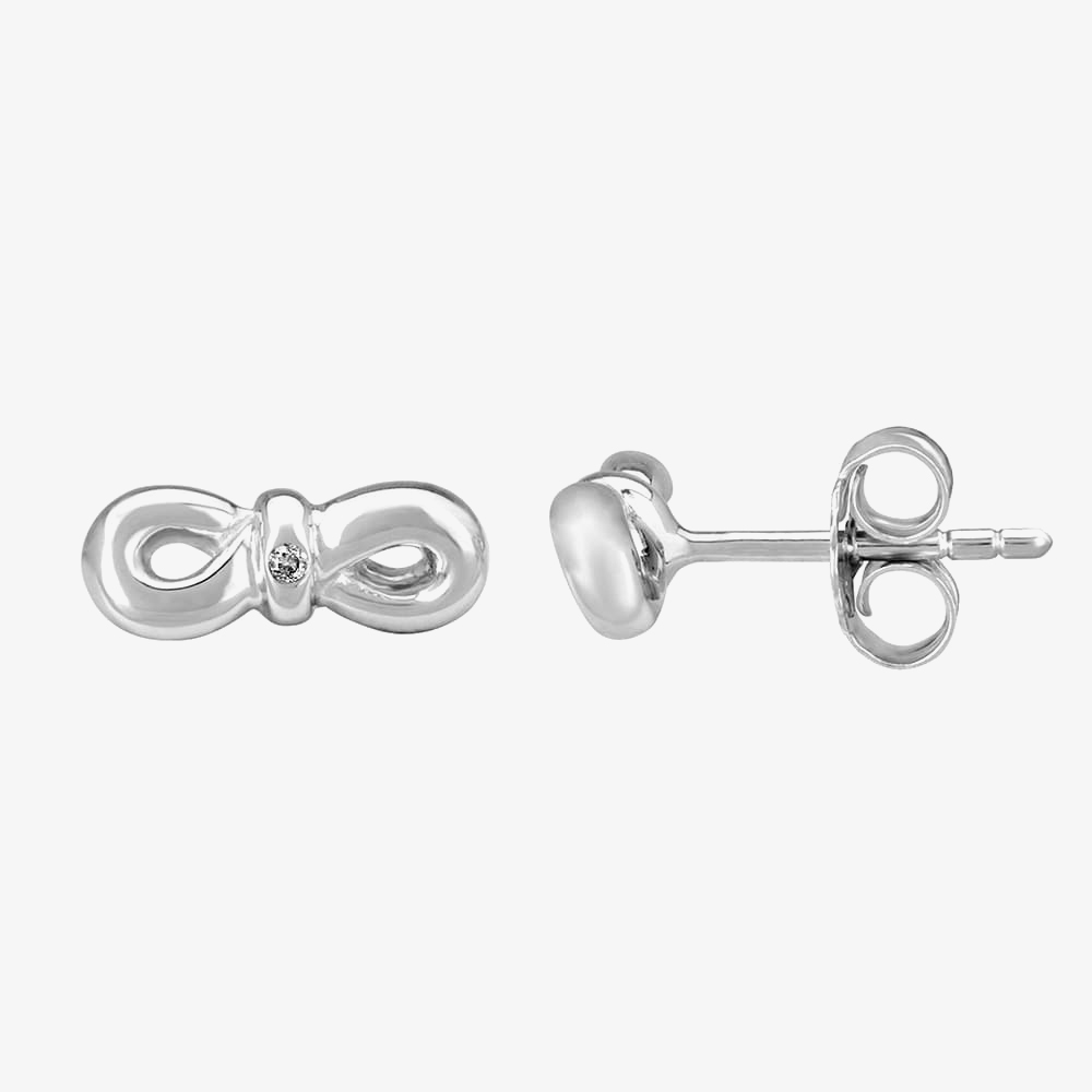 Petite Diamonds Silver Infinity Bow Stud Earrings DE346C(T)
