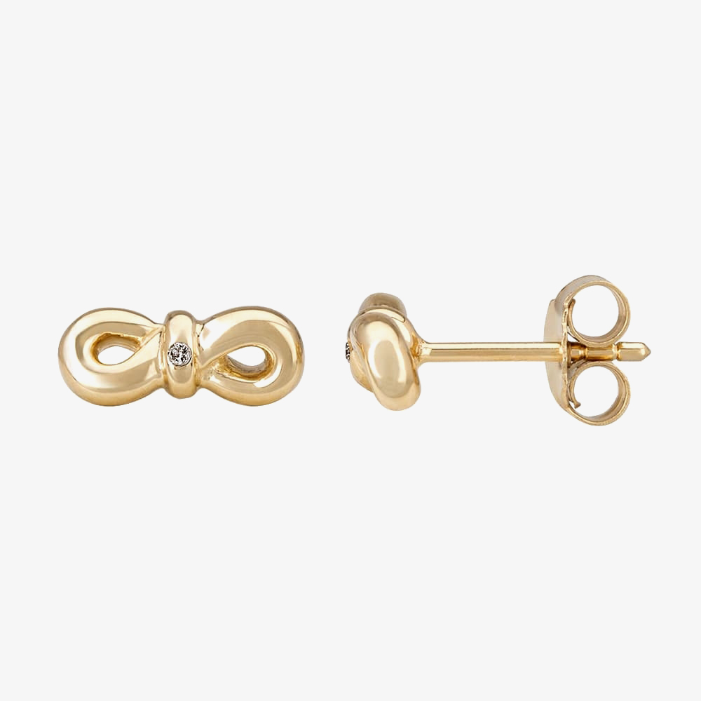 Petite Diamonds Gold Infinity Bow Stud Earrings DE346CAA0.5(T)