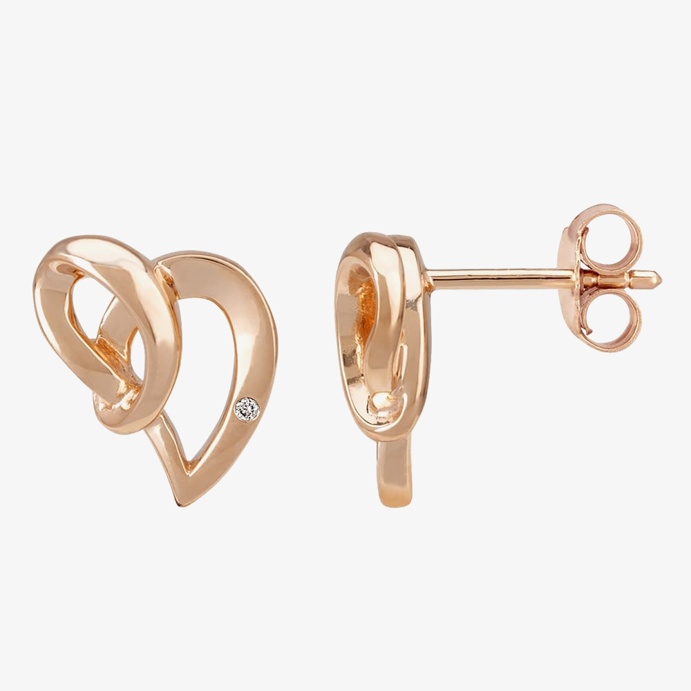 Petite Diamonds Rose Abstract Knotted Heart Stud Earrings DE365CRRG0.5(T)