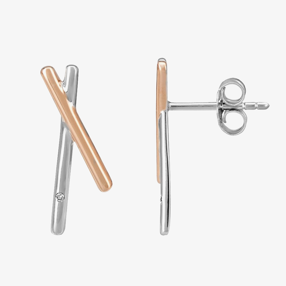 Petite Diamonds Two-Tone Fingers Crossed Stud Earrings E3263CRG0.5(T)