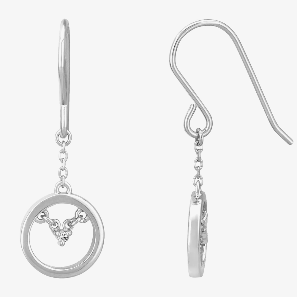 Petite Diamonds Silver Centrepoint Dropper Earrings E3301C(T)