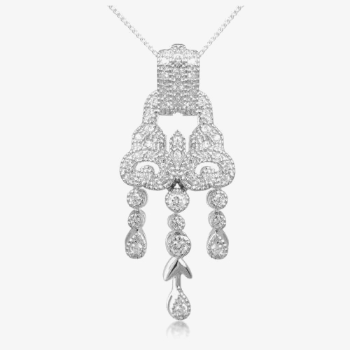 V Jewellery Silver Gatsby Cubic Zirconia Pendant 3080