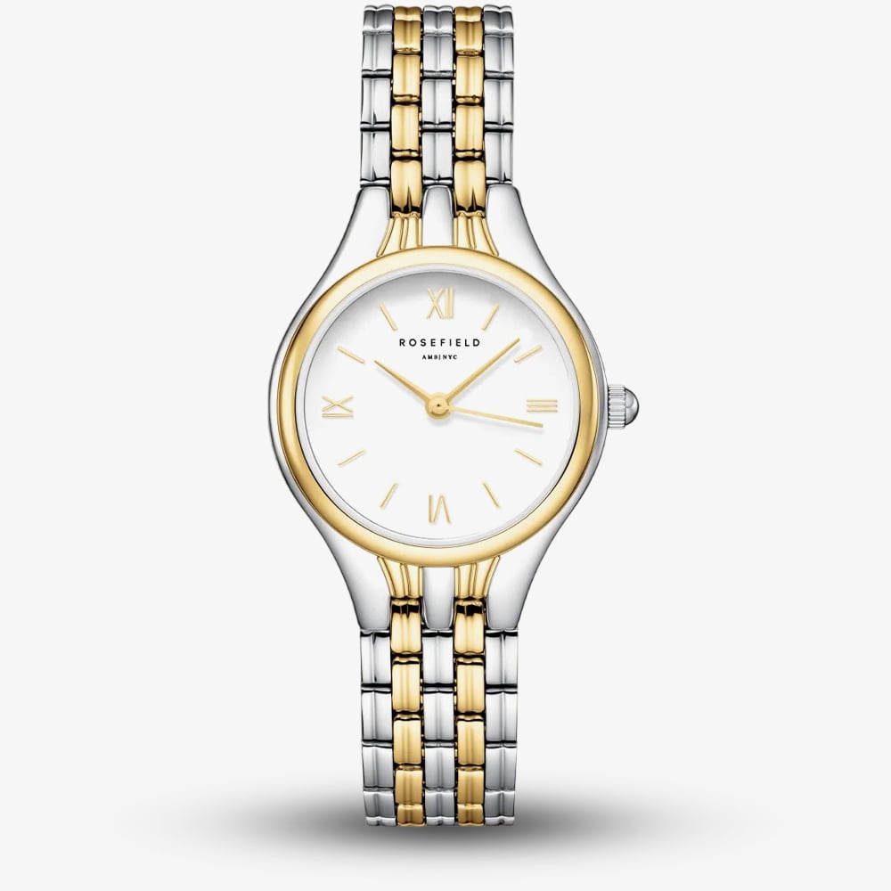 ROSEFIELD Ladies Muse White Dial Two Tone Bracelet Watch MUWDSD-MU03