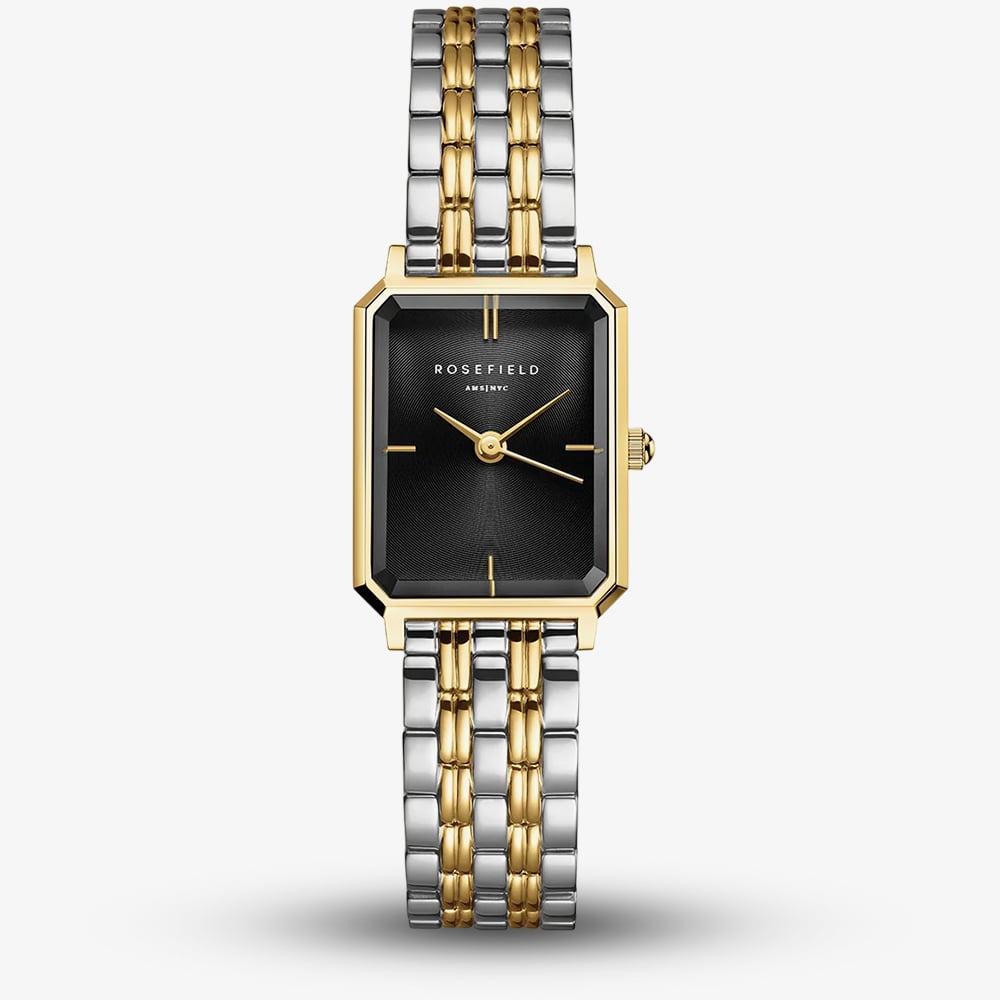 House of Watches - ROSEFIELD Ladies Octagon XS Black Dial Two Tone Bracelet Watch OBDSG-O88 - Image 2