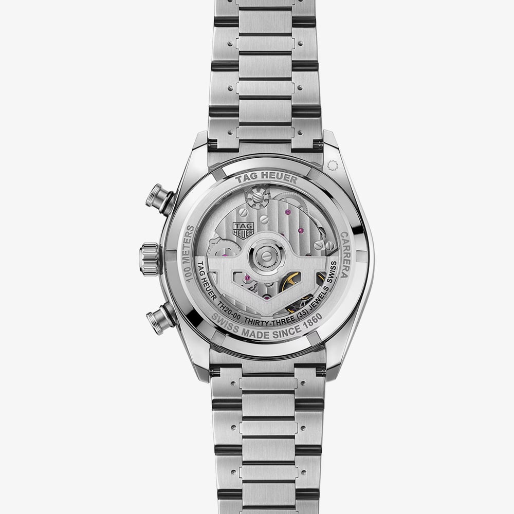 Close-up view of black dial TAG Heuer Carrera CDB2110 BA0054