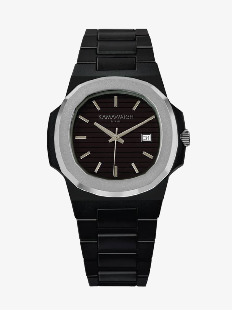KAMAWATCH Limited Edition Fix Avant Garde Silver and Black Plastic Bracelet Watch KWPF30
