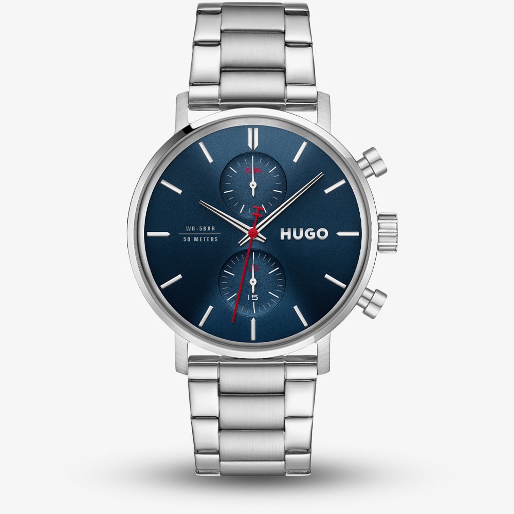 Hugo Blue Dial And Stainless Steel Multifunction Takeoff Watch - Image 4