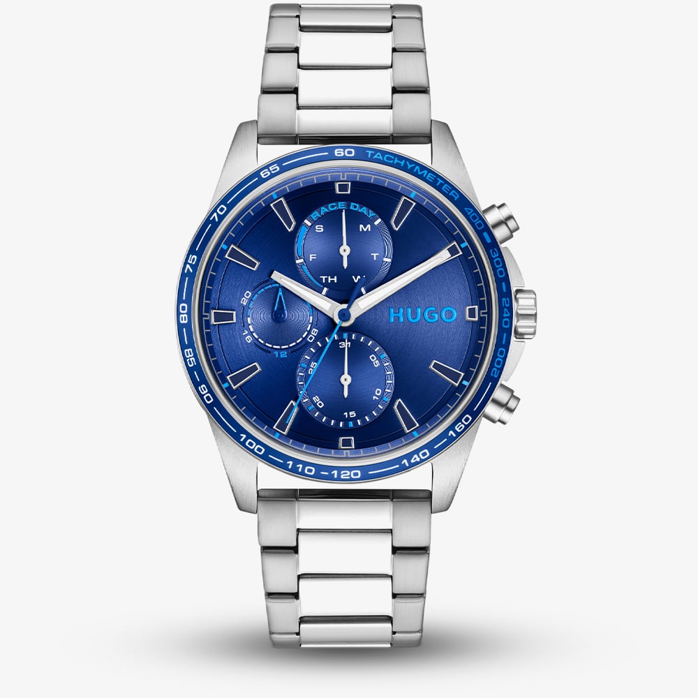 Hugo Blue Dial Stainless Steel Multifunction Drift Watch - Image 4
