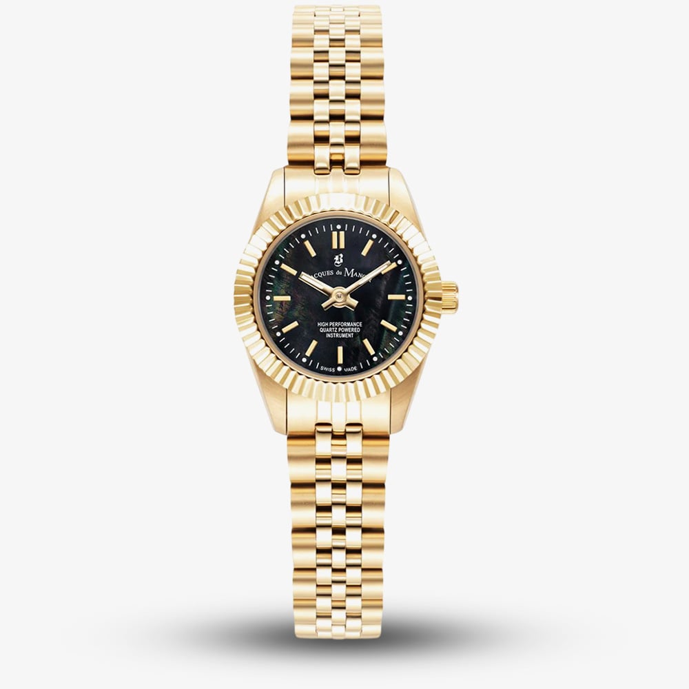 Photos - Wrist Watch Jacques du Manoir Ladies Mini Inspiration Gold & Black Watch JWL05104 