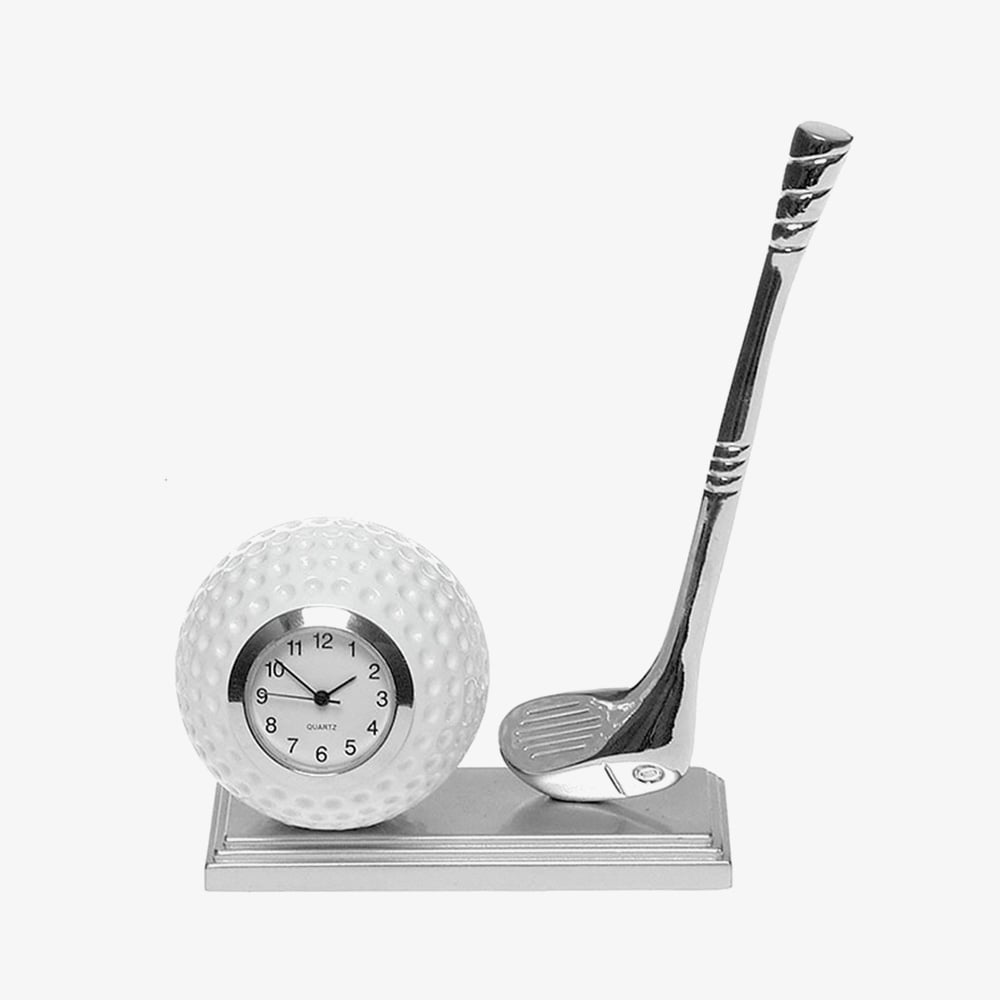 Silver Tone Golfing Desk Clock 0370