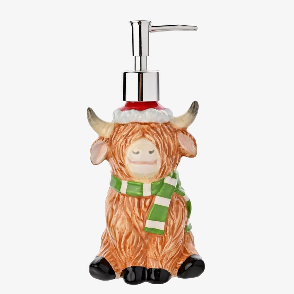 Christmas Highland Cow Ceramic Soap Dispenser XM15879