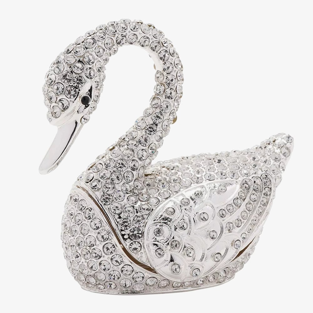 Treasured Trinkets Crystal Swan Trinket Box 15786