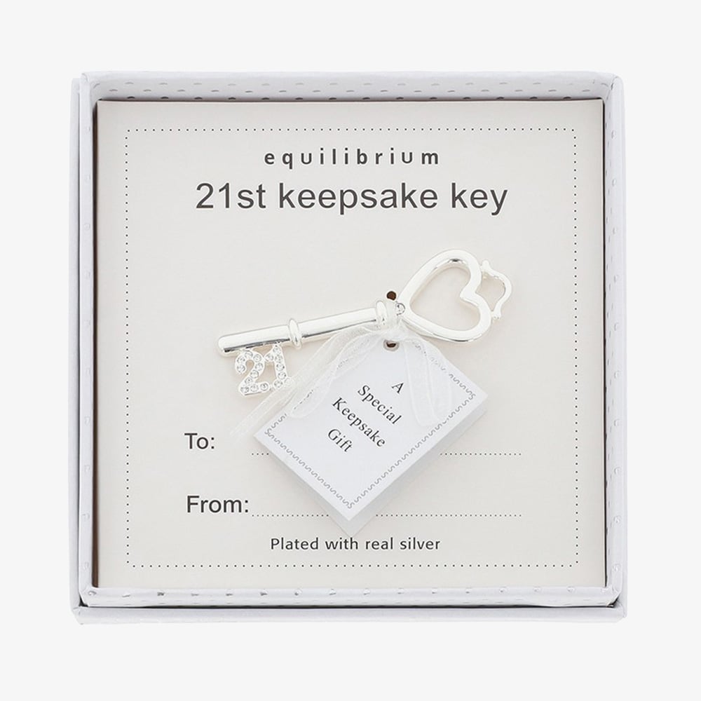 Equilibrium Silver Plated 21st Keepsake Key Gift 69814