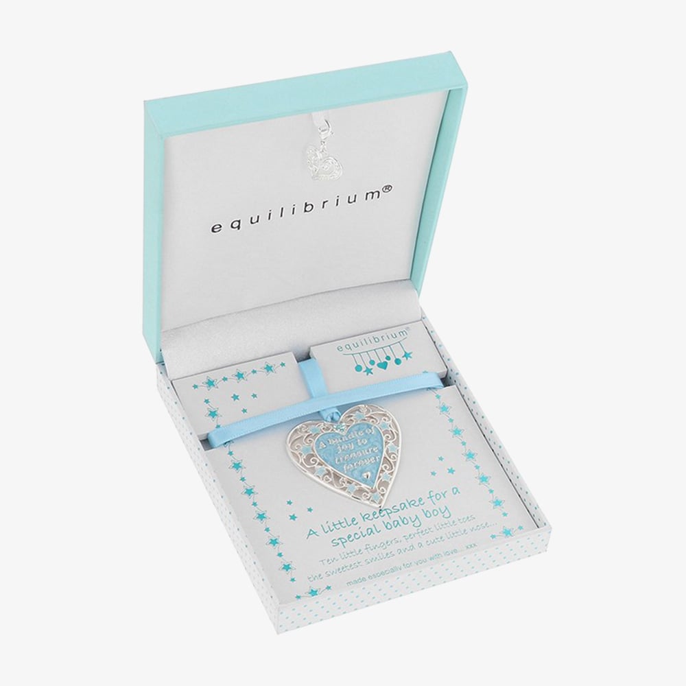 Equilibrium Silver Plated Baby Boy Heart Keepsake Gift 359661