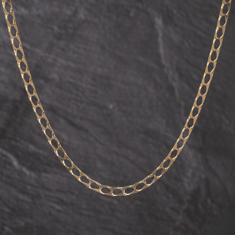 Second Hand 9ct Yellow Gold Flat Link Square 21 Inch Curb Chain 41041681