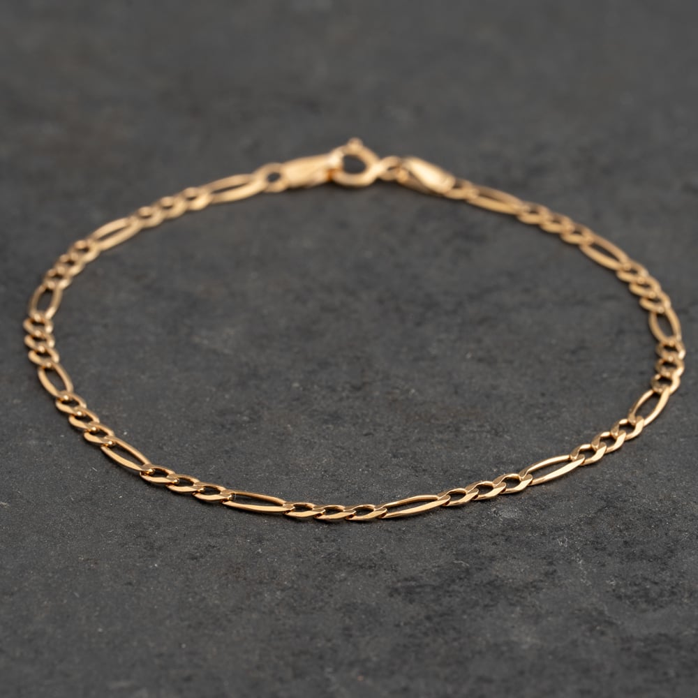 Second Hand 9ct Yellow Gold 7 Inch Figaro Chain Bracelet 41051118