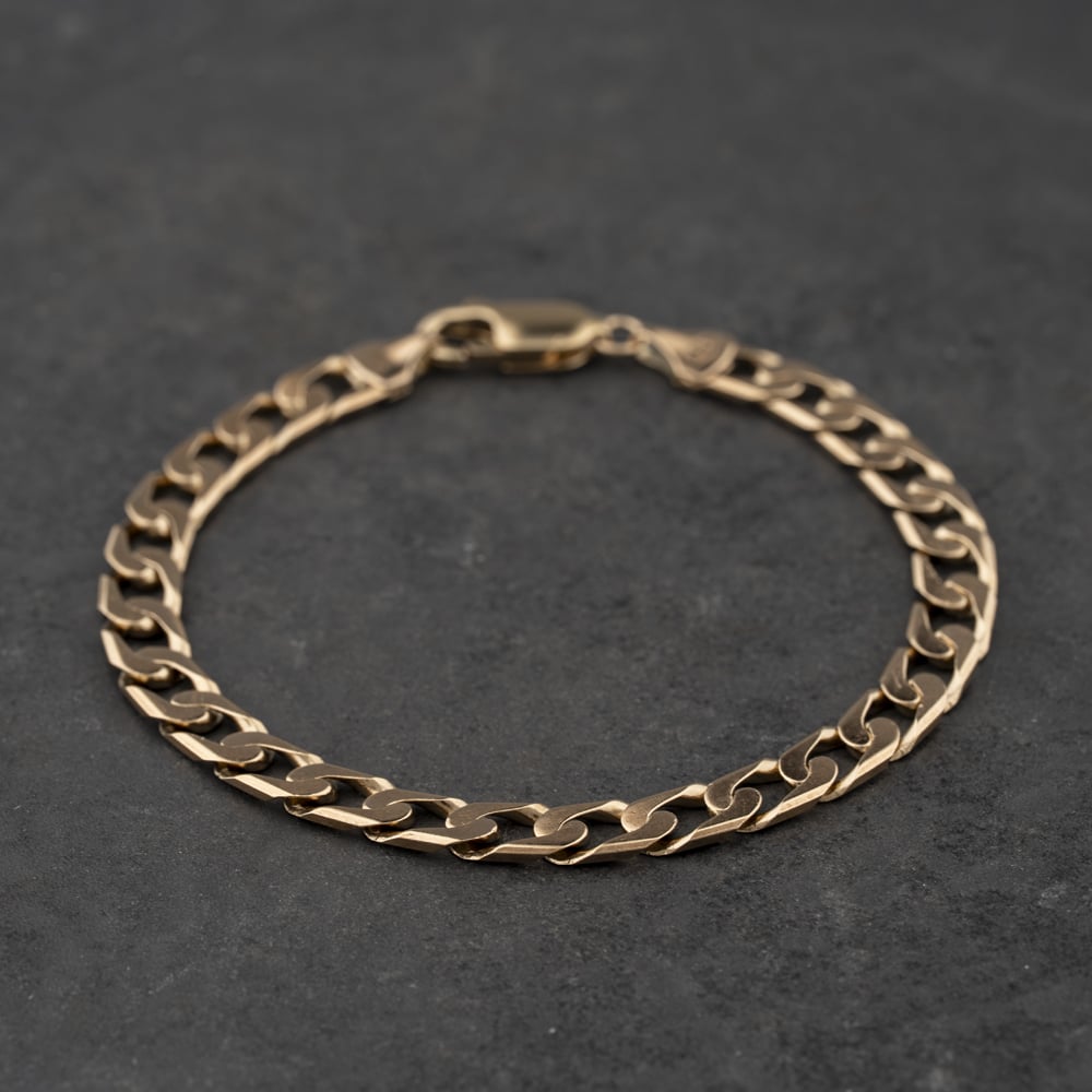 Second Hand 9ct Yellow Gold 8 Inch Curb Chain Bracelet 41081303